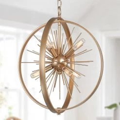 Modern LNC Globe Gold Starburst Chandelier-6 Lights