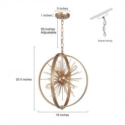 Modern LNC Globe Gold Starburst Chandelier-6 Lights
