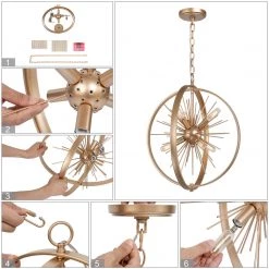 Modern LNC Globe Gold Starburst Chandelier-6 Lights