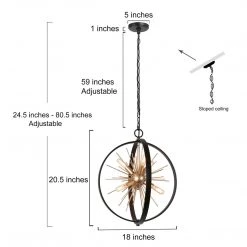 Modern LNC Gold & Black Globe Starburst Chandelier-6 Lights Lighting