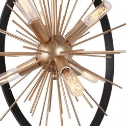 Modern LNC Gold & Black Globe Starburst Chandelier-6 Lights Lighting