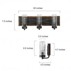 LNC Rustic Vanity Light With Seeded Glass Lighting 13 LNC Rustic Vanity Light With Seeded Glass Lighting