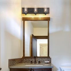 LNC Rustic Vanity Light With Seeded Glass Lighting 11 LNC Rustic Vanity Light With Seeded Glass Lighting