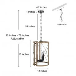 LNC Rustic Wooden Cage Lantern-3 Lights Hot Sale
