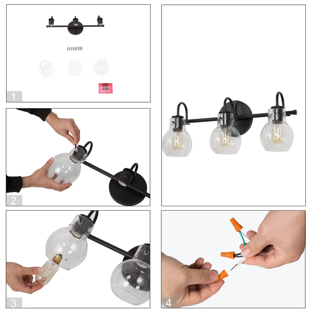 LNC Modern Black Bathroom Light-3 Lights Hot Sale 8 LNC Modern Black Bathroom Light-3 Lights Hot Sale