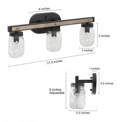 LNC Rustic Mason Jar Vanity Light-3 Lights 14 LNC Rustic Mason Jar Vanity Light-3 Lights