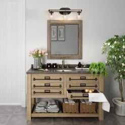 LNC Rustic Mason Jar Vanity Light-3 Lights