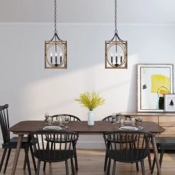 LNC Rustic Lantern Chandelier-4 Lights Hot Sale