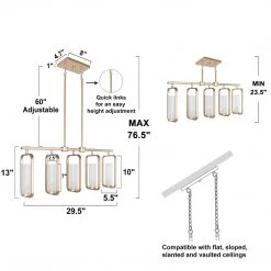 Uolfin Hot Sale LNC Wide Kitchen Island Chandelier-5 Lights