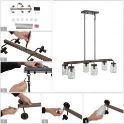 Google Hot Sale LNC Mason Jar Kitchen Lighting-6 Lights