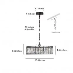 LNC Modern Glass Chandelier, Black-3 Lights Lighting