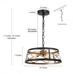 Lighting LNC Modern Drum Chandelier-3 Lights