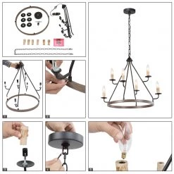 Hot Sale LNC Vintage Chandelier, Tiered Chandelier-6 Lights