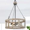 LNC Vintage Wood Pendant Cage Drum Pendant Light-Clearance Lighting