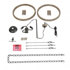 LNC Vintage Wood Pendant Cage Drum Pendant Light-Clearance Lighting