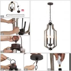 Lighting LNC Cylinder Farmhouse Cage Chandelier-Clearance