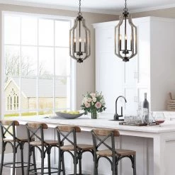 Lighting LNC Cylinder Farmhouse Cage Chandelier-Clearance