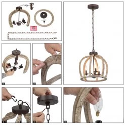 Hot Sale LNC Farmhouse Cage Chandeliers-3 Lights 16 Hot Sale LNC Farmhouse Cage Chandeliers-3 Lights