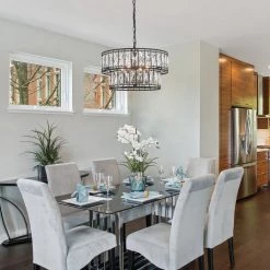 Modern LNC Two-tiered Clear Crystal Chandelier-4 Lights Lighting