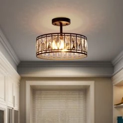 Lighting LNC Modern Drum Semi-flush Ceiling Light-2 Lights