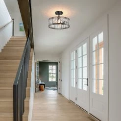 Lighting LNC Modern Drum Semi-flush Ceiling Light-2 Lights