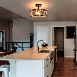 Lighting LNC Modern Drum Semi-flush Ceiling Light-2 Lights