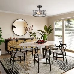 Lighting LNC Modern Drum Semi-flush Ceiling Light-2 Lights