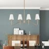 Lighting LNC Modern Contemporary Linear Chandelier, Aged Gold Frame & Cream Shades-Clearance