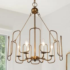 Lighting LNC Modern Rustic Brass Chandelier-6 Lights