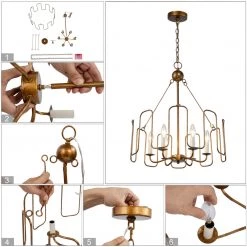 Lighting LNC Modern Rustic Brass Chandelier-6 Lights
