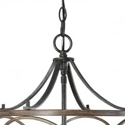 LNC Modern Lantern Chandelier, Dark Brown Frame-Clearance