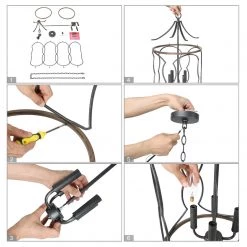 LNC Modern Polished Black Frame And Dark Brown Lantern-Clearance Lighting