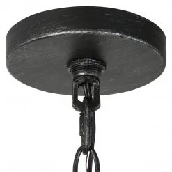 LNC Modern Polished Black Frame And Dark Brown Lantern-Clearance Lighting