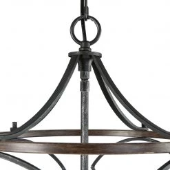 LNC Modern Polished Black Frame And Dark Brown Lantern-Clearance Lighting