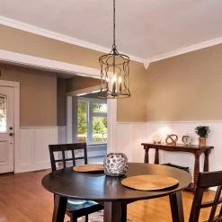 LNC Modern Polished Black Frame And Dark Brown Lantern-Clearance Lighting