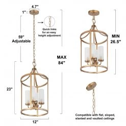 LNC Modern Lantern Chandelier-4 Lights