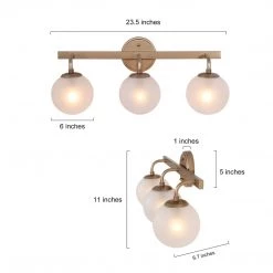 Uolfin LNC Modern Bathroom Vanity Light, Vintage Gold & Cream Glass-Clearance Lighting