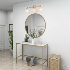 Uolfin LNC Modern Bathroom Vanity Light, Vintage Gold & Cream Glass-Clearance Lighting