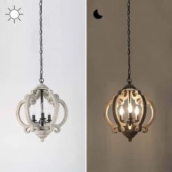 Hot Sale LNC Gray Farmhouse Lantern Chandeliers-3 Lights
