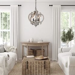 Hot Sale LNC Gray Farmhouse Lantern Chandeliers-3 Lights