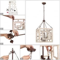 LNC White-washed Farmhouse & French Country Chandelier-Clearance