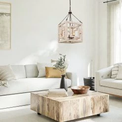 LNC White-washed Farmhouse & French Country Chandelier-Clearance