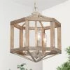 Lighting LNC Wood Lantern Chandelier, White-washed Farmhouse & French Country Chandelier-Clearance