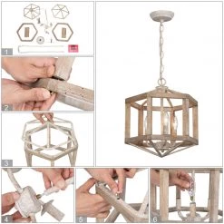 Lighting LNC Wood Lantern Chandelier, White-washed Farmhouse & French Country Chandelier-Clearance 17 Lighting LNC Wood Lantern Chandelier, White-washed Farmhouse & French Country Chandelier-Clearance