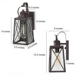 LNC Outdoor Wall Lantern Sconce, Dark Brown Metal-Clearance Lighting
