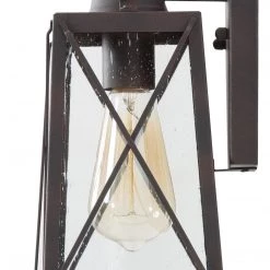 LNC Outdoor Wall Lantern Sconce, Dark Brown Metal-Clearance Lighting