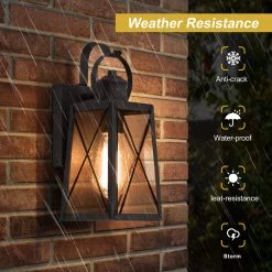 LNC Outdoor Wall Lantern Sconce, Dark Brown Metal-Clearance Lighting