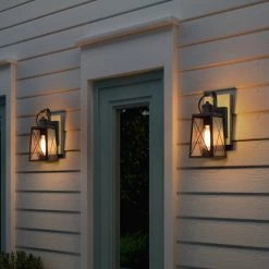 LNC Outdoor Wall Lantern Sconce, Dark Brown Metal-Clearance Lighting