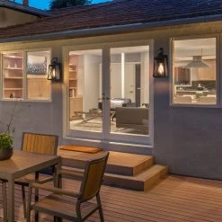 LNC Outdoor Wall Lantern Sconce, Dark Brown Metal-Clearance Lighting