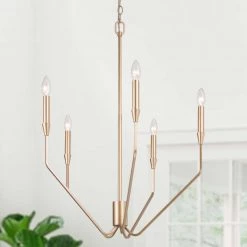 Modern LNC Simple Champagne Torch Chandelier - 5 Lights Hot Sale